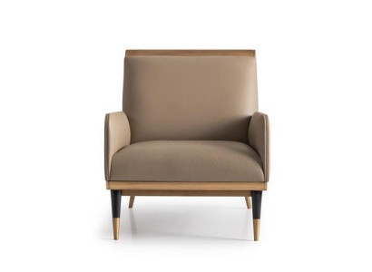 Sessel Einsitzer Sitzer Luxus Clubsessel Beige Kunstleder Wohnzimmer